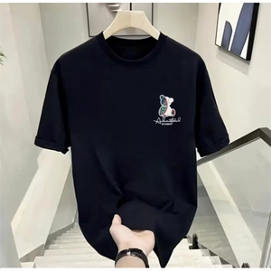 1506/QD43750/P32痞帅高级感短袖男士t恤夏季潮流百搭个性体恤衫图片