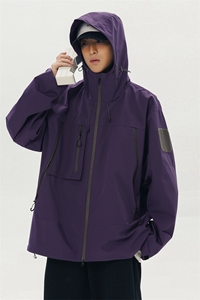 中性风工装冲锋衣男高品纯色宽松夹克外套DSA157B-J91-P60图片