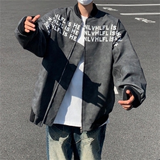美式高街立领夹克外套男女秋冬季节hiphop潮牌字母印花棉服棒球服，男装夹克，星座505-2（原电商A260-1)