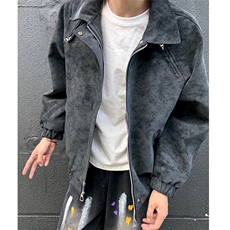 美式复古脏脏皮衣外套男春秋季cleanfit翻领夹克25XJ55257特批70，男装夹克，电商A042