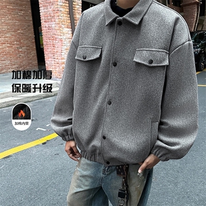 外景 毛呢外套男港风加棉加厚冬季休闲翻领夹克-A1550P80控128图片