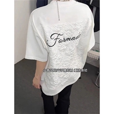 网图现货美式立体浮雕小香风提花刺绣短袖上衣t恤男女A606-P33，女装T恤，星座1505