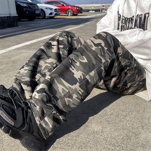 迷彩工装裤男春秋高街vibe阔腿裤潮牌痞帅直筒裤子cityboy休闲裤图片