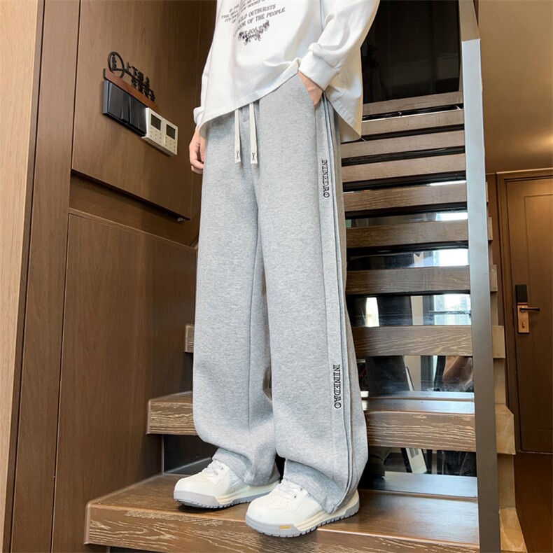 ！2025秋冬新款男士刺绣卫裤情侣直筒休闲长裤WK2106特P40,男装休闲裤,电商B220