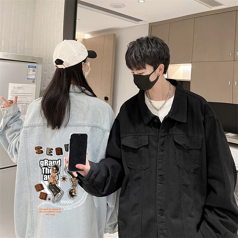 牛仔夹克男大码牛仔外套男茄克NJ77282-P60加绒款-P75,男装夹克,电商A040