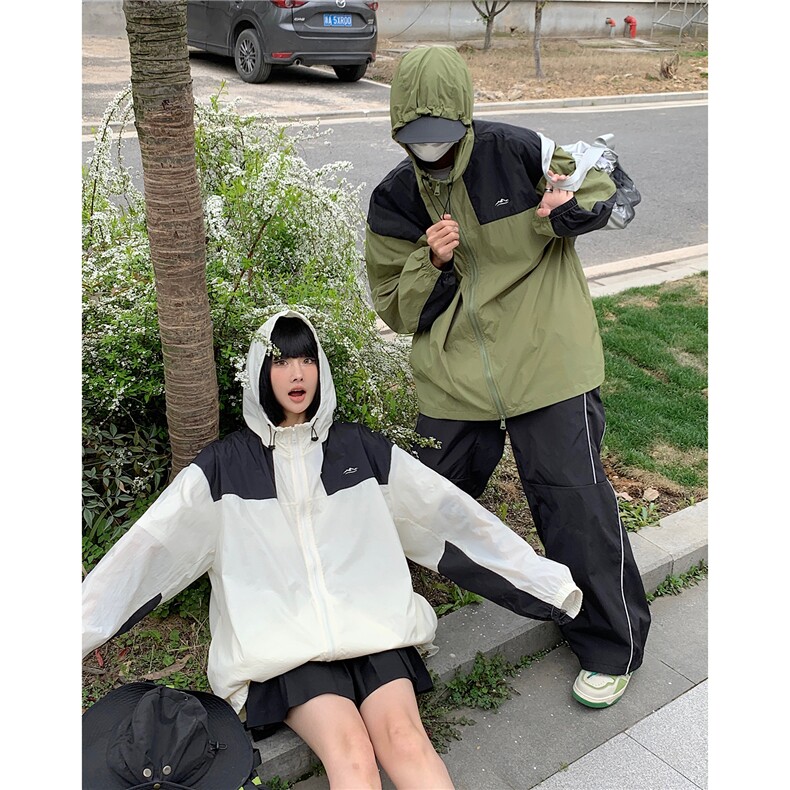 防晒指数UPF50+情侣装夏季新款防晒服宽松撞色拼接外套D313P68,男装防晒衣,电商A335-1（原A458）