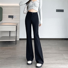 黑色喇叭裤女2025秋冬新款高腰显瘦微喇裤拖地直筒窄版西装裤，女装休闲裤，云美莎专业女裤-全店现货