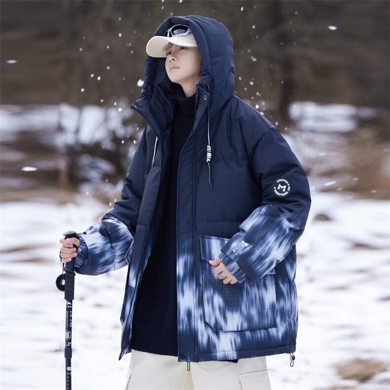 雪景冬季防寒白鸭绒连帽迷彩渐变男士羽绒服外套大衣Y90311P230,男装羽绒服,星座309（原A406）