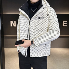 标50绒已备货冬季连帽字母皮羽绒服男外套8873-P215控券后288，男装羽绒服，电商B338