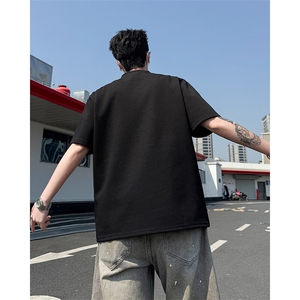 t恤男款夏季短袖美式潮牌圆领复古五分袖打底衫上衣T0257-P36图片