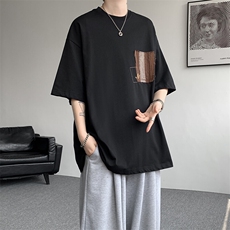 8XL-M高品质纯棉美式复古宽松简约百搭学院风短袖T恤上衣男DX343，男装T恤，电商D206-1