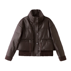 小个子短款PU皮羽绒服女2026年冬装新款白鸭绒洋气时髦免洗外套潮，女装羽绒服，意芙