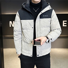 标50绒羽绒服男冬季2025新款连帽拼接外套A313-2633-P225，男装羽绒服，电商A313