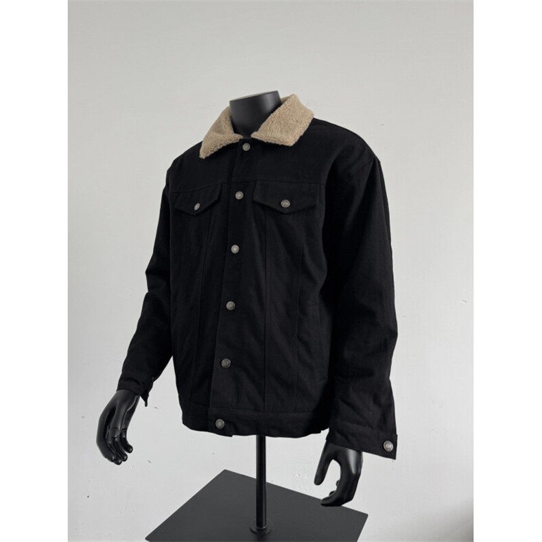 【有货】866CC-P75 羊羔毛棉服外套男加绒加厚翻领牛仔夹克图片