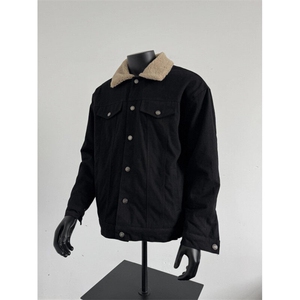 【有货】866CC-P75羊羔毛棉服外套男加绒加厚翻领牛仔夹克
