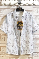 精品花衬衫大码男短袖夏季痞帅休闲上衣服外套翻领衬衣A012/P35，男装衬衫，电商A012
