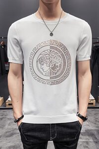 D215/98116#夏季潮男新款薄色冰丝短袖T恤打底衫男图片