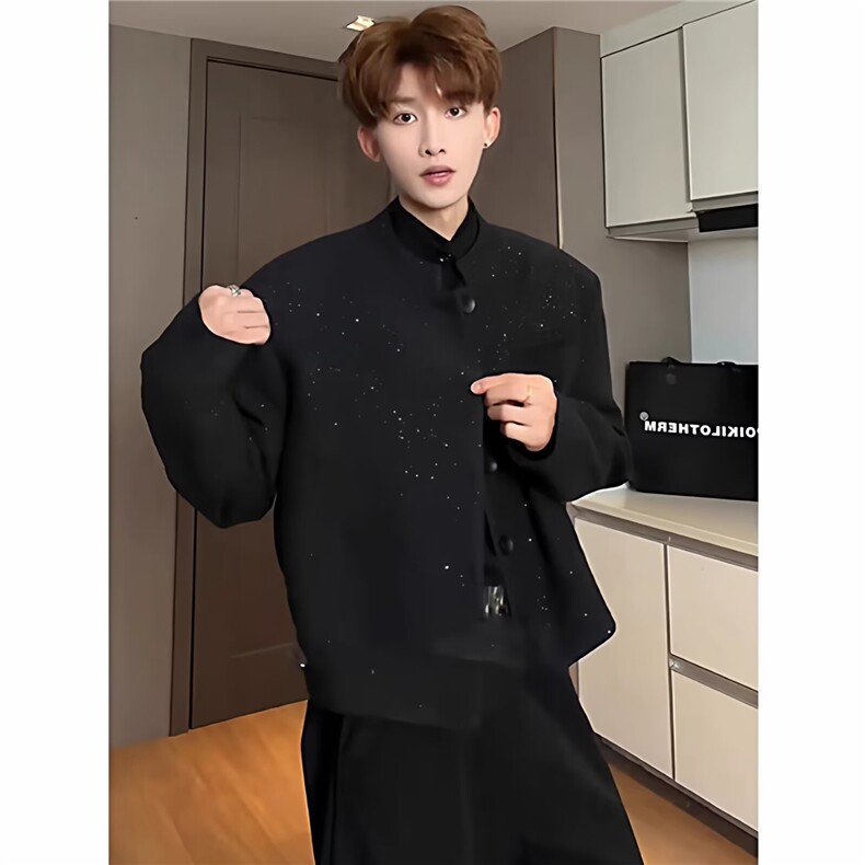 2026美式vintage西服男春秋大码潮牌痞帅西装高街百搭宽松外套，男装西服套装，星座601-1