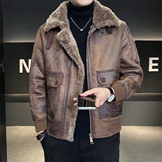 冬季加厚皮毛一体男皮衣外套潮款屌款机车上衣B317/2530/P205，男装皮衣，电商B317