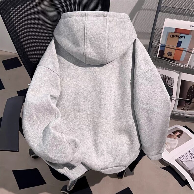 抖音得物二开秋冬美式高街重磅结构高领拉链连帽卫衣外套W93,男装卫衣,电商A486