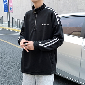 hiphop立领卫衣潮牌2021半拉链上衣宽松高级感薄款外套 W1301-P38图片