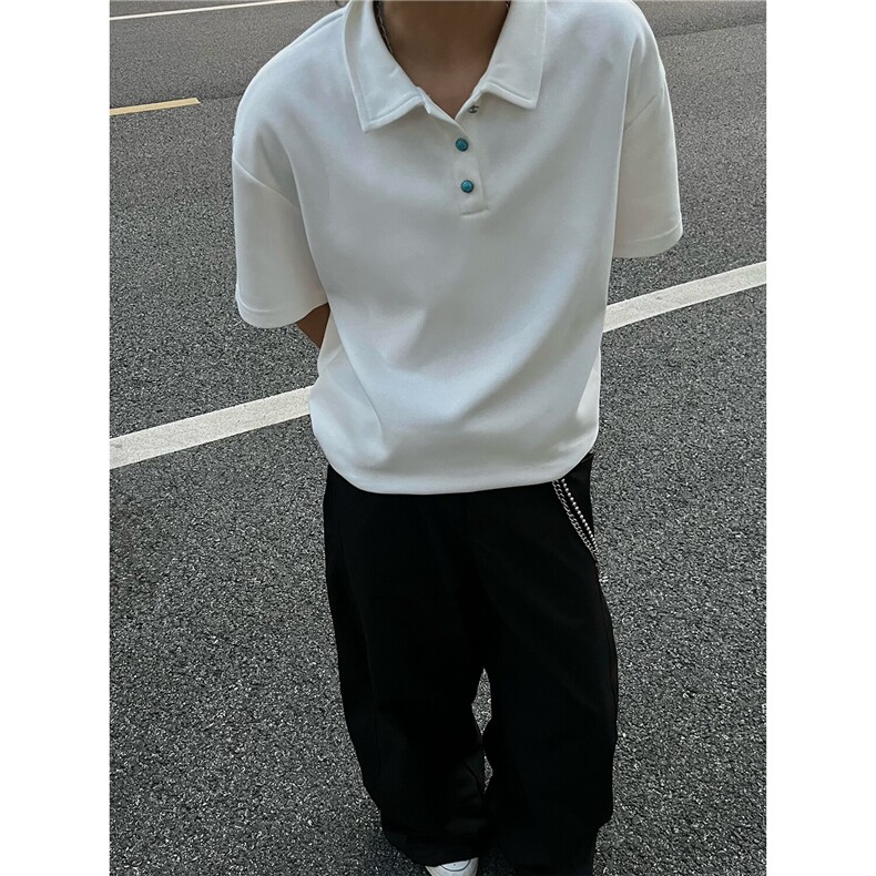 夏装新款绿松石扣子翻领重磅短袖T恤夏季男装半袖POLO衫S426特28图片