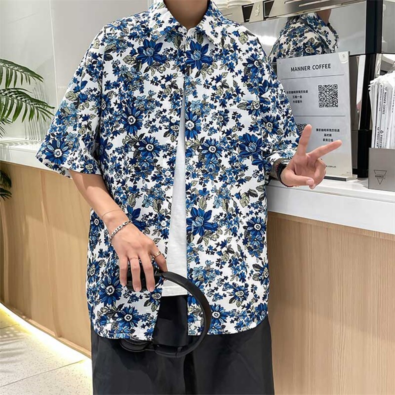 控59花衬衫夏季风印花衬衫短袖风宽松版型CS011-P30,男装衬衫,电商A128