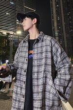 秋冬款格子大口袋毛呢外套男士宽松呢料夹克韩版外套2506-特P68，男装夹克，电商A059