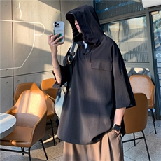 衬衫男士短袖韩版潮流连帽高街帅气宽松2024夏季ins外套CY883-P33，男装衬衫，星座412-2