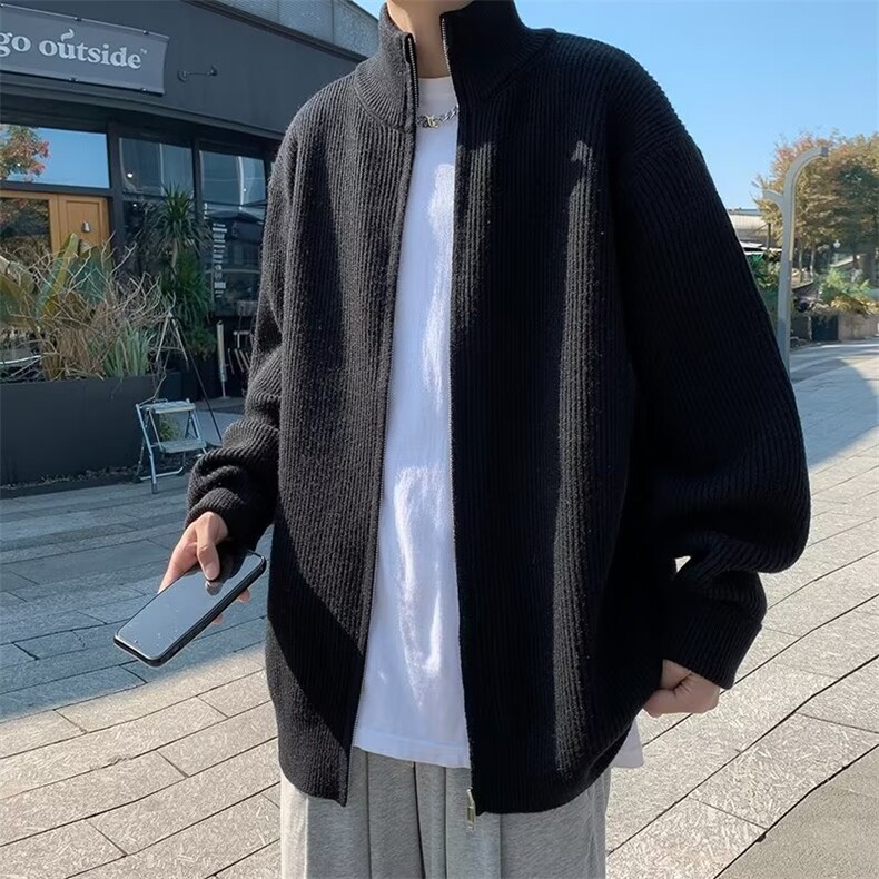 开衫毛衣男秋冬加厚慵懒立领针织衫潮牌日系拉链外套MY0163-P55,男装针织衫/毛衣,星座308B-2