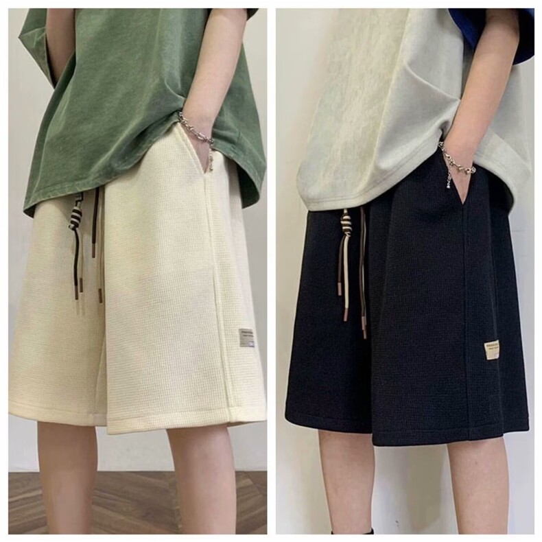 夏季华夫格潮牌短裤男款潮流中裤五分美式运动宽松休闲五分裤大码，女装休闲裤，星座1210-1