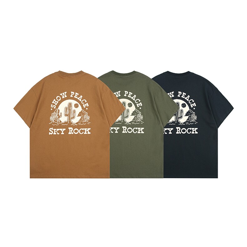 外27-2GANYOU日系240g仙人掌后背印花T恤TX35-P40图片