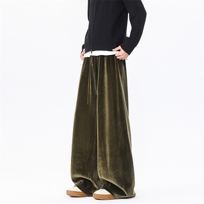 8XL-M加绒美拉德宽松金丝绒阔腿裤垂感拖地裤K993P55加绒65控78,男装卫衣,电商D206-1