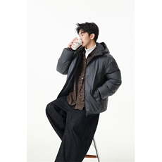 90%绒新标有报连帽韩版宽松羽绒服外套Y995/P350现货，男装羽绒服，星座202