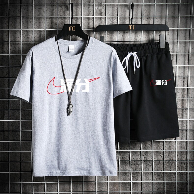 2025夏季新款纯棉运动套装大码短袖两件套XZ102A-4-DD318-P55，男装T恤，星座211-2