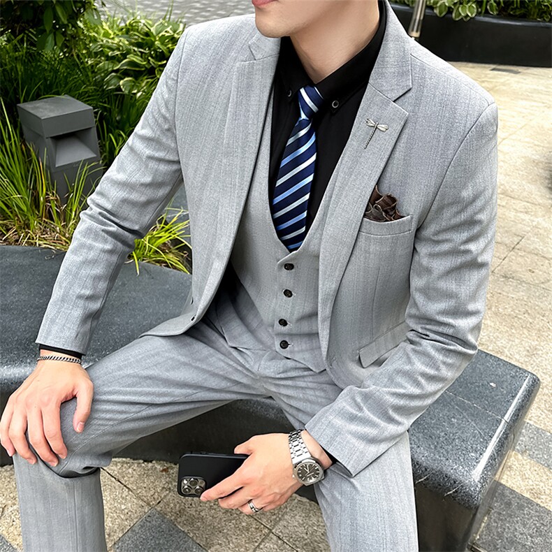 2025新款男士休闲西服套装深灰浅灰黑色西服2218-P220,男装西服,星座311B