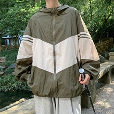 夏季薄款拼色防晒衣日系皮肤衣男女户外宽松休闲外套F07014-P43，男装夹克，星座308B-2