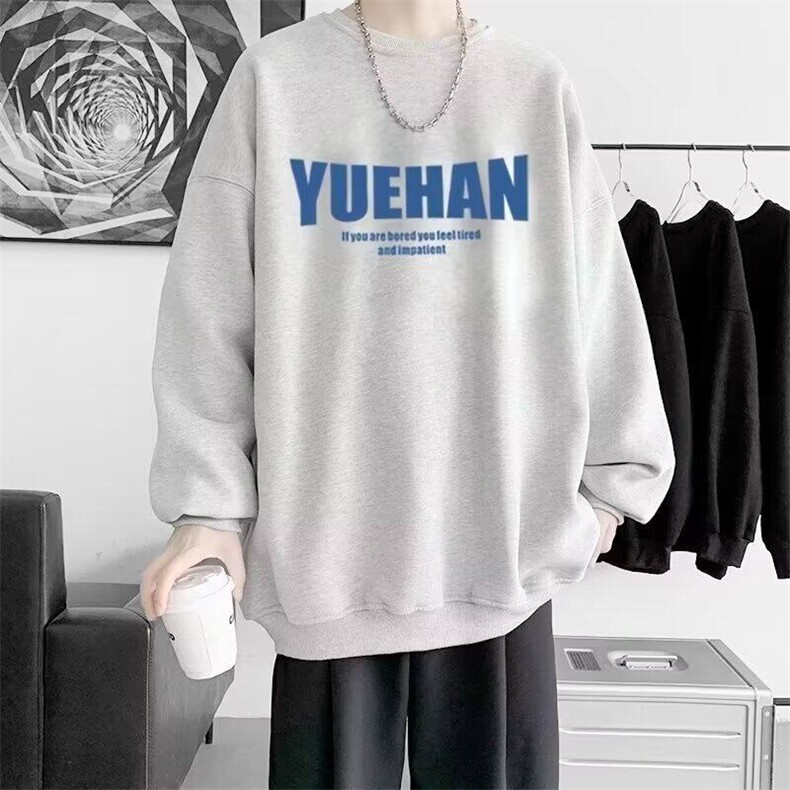 美式复古印花卫衣男女圆领青少年春秋季2025新款上衣设计感潮,男装卫衣,星座218-1（原230）