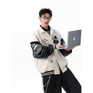 重磅毛巾绣撞色翻领夹克棒球服    WT2558-P90-控158图片
