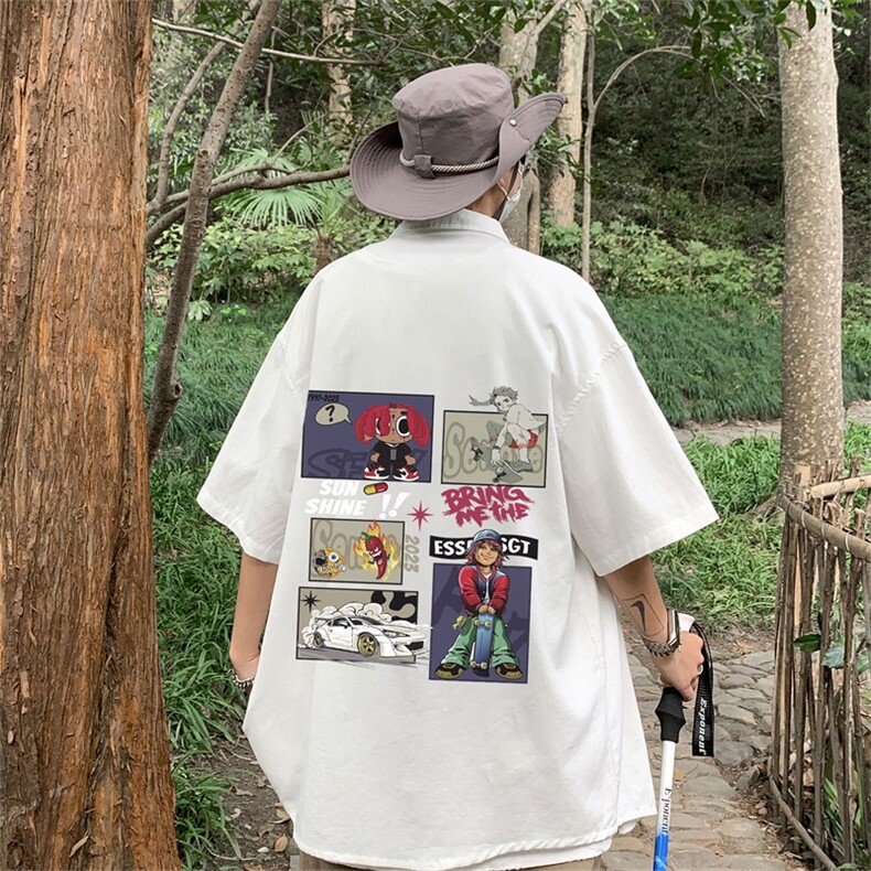 DSA028-MDS2325夏季新款港风百搭潮流印花短袖衬衫男,男装T恤,电商A028