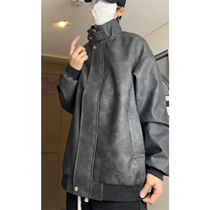 （量大差价足）春秋款复古PU皮夹克磨砂质感外套1213-DY2313-P95，男装夹克，星座1213