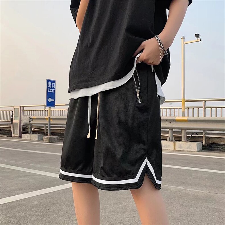 男夏季潮流时尚休闲短裤冰丝网眼拉链短裤GD21P22图片