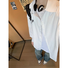 马标刺绣男夏季穿搭宽松松弛感长袖衬衣薄款上衣C2258-特价P40，男装衬衫，电商A007