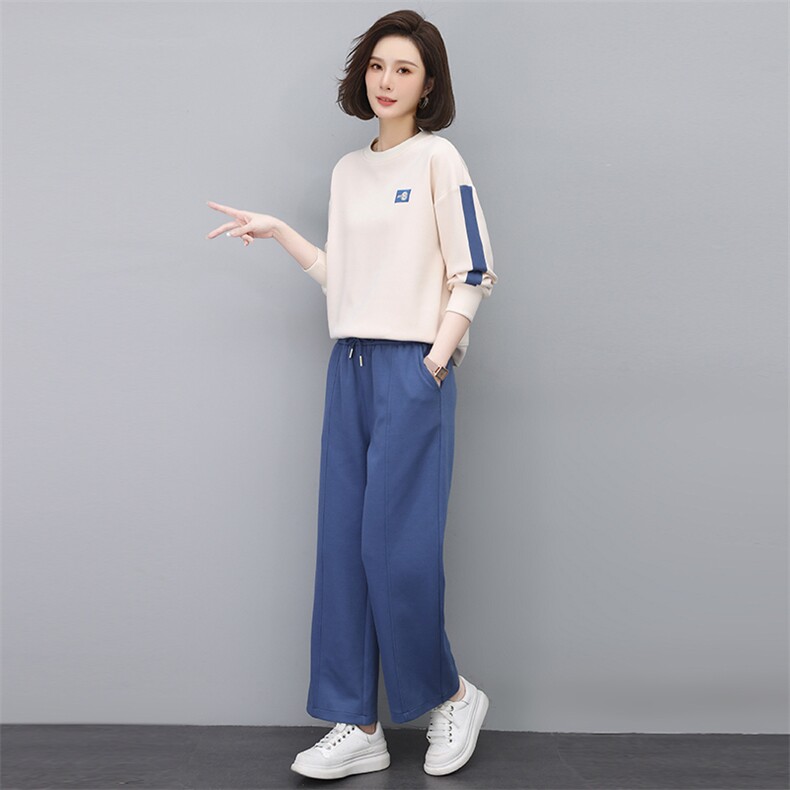 时尚休闲两件套女宽松显瘦运动套装百搭舒适长袖卫衣阔腿裤秋季新款,女装套装/套裙,依恋蒂丝