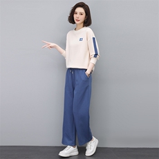 时尚休闲两件套女宽松显瘦运动套装百搭舒适长袖卫衣阔腿裤秋季新款，女装套装/套裙，依恋蒂丝
