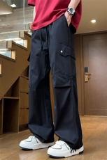 美式高街工装裤男生夏天薄款宽松直筒阔腿长裤子休闲裤Z2521-P40，男装工装外套，星座509