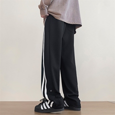 港风秋冬长裤美式高街卫裤宽松休闲两条杠拖地卫裤K23307-P45控58，男装休闲裤，星座717