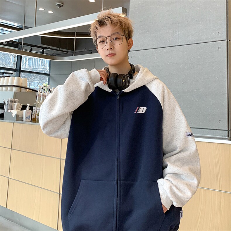 WY601-P42春秋美式连帽宽松型开衫卫衣外套图片