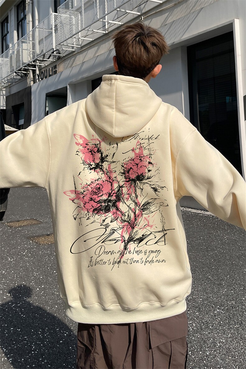 已注册/华棉春秋外景创意印花宽松连帽卫衣男WY00724/P45加绒P50,男装卫衣,电商B316