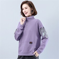 2022新款时尚立领卫衣女宽松显瘦长袖上衣图片